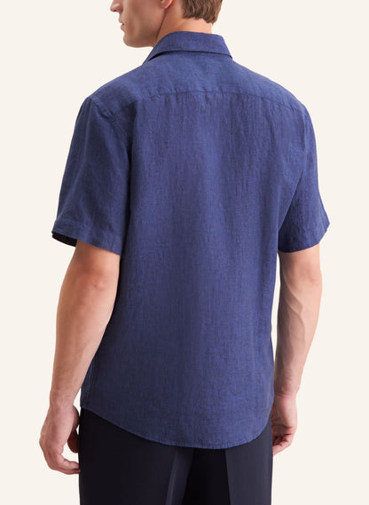 Seidensticker S/S Pure Linen Regular Fit Shirt Blue - Mens Den
