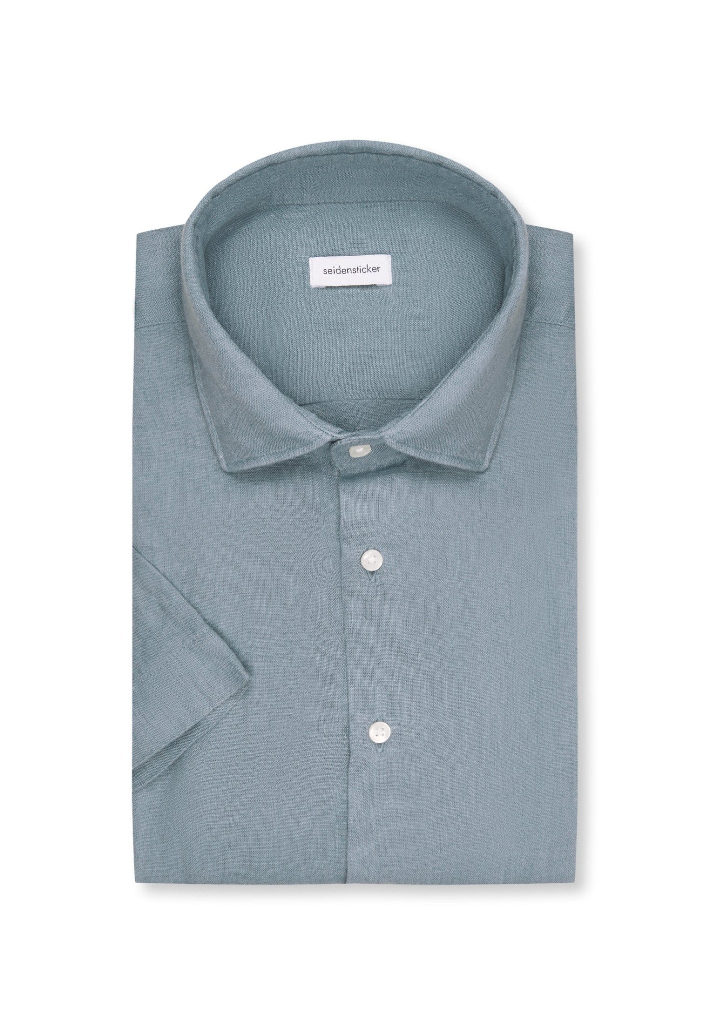 Seidensticker S/S Pure Linen Regular Fit Shirt Sage - Mens Den