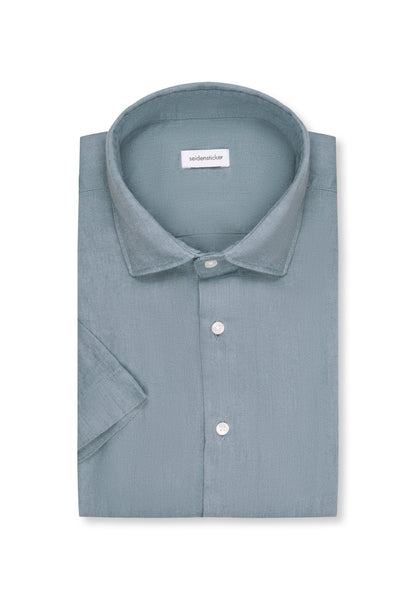 Seidensticker S/S Pure Linen Regular Fit Shirt Sage - Mens Den