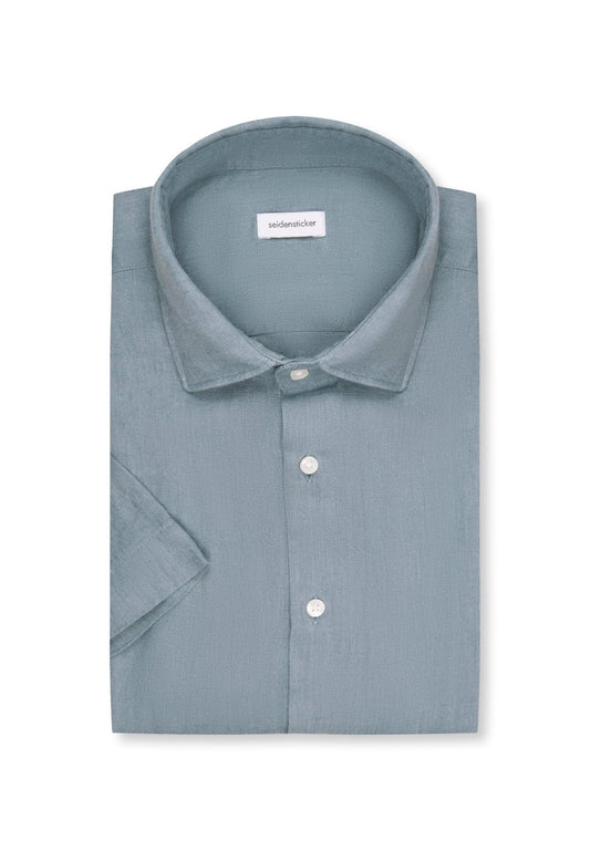 Seidensticker S/S Pure Linen Regular Fit Shirt Sage - Mens Den