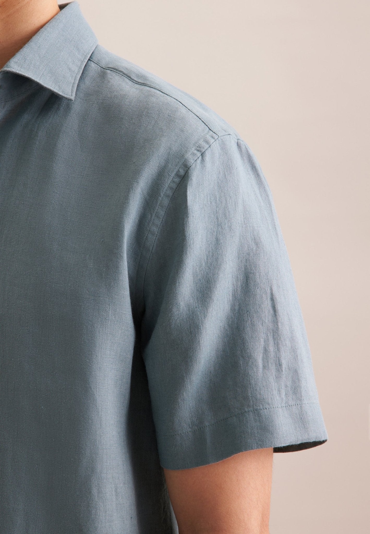 Seidensticker S/S Pure Linen Regular Fit Shirt Sage - Mens Den