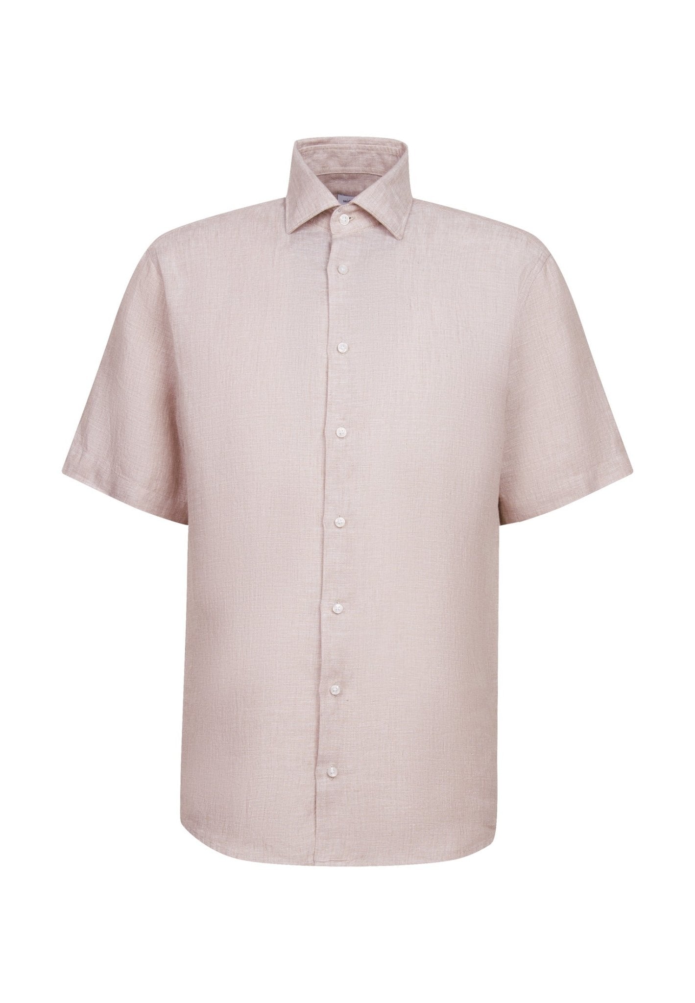 Seidensticker S/S Pure Linen Regular Fit Shirt Sand - Mens Den