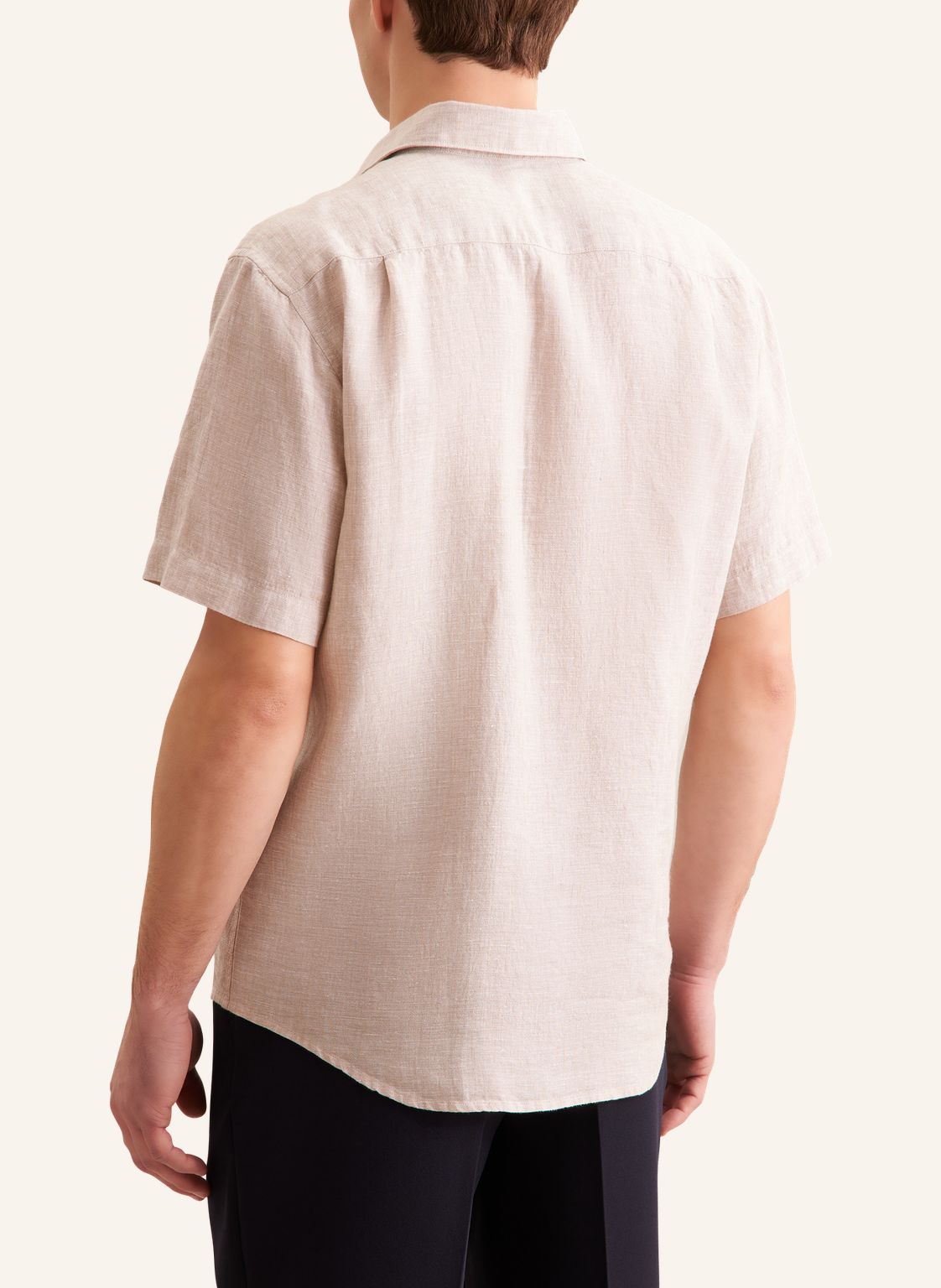 Seidensticker S/S Pure Linen Regular Fit Shirt Sand - Mens Den