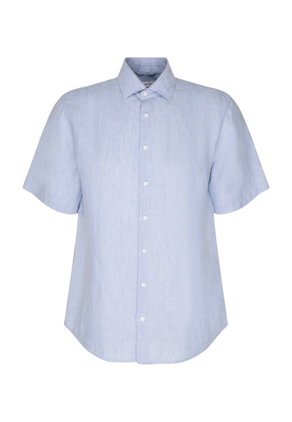 Seidensticker S/S Pure Linen Regular Fit Shirt Sky - Mens Den