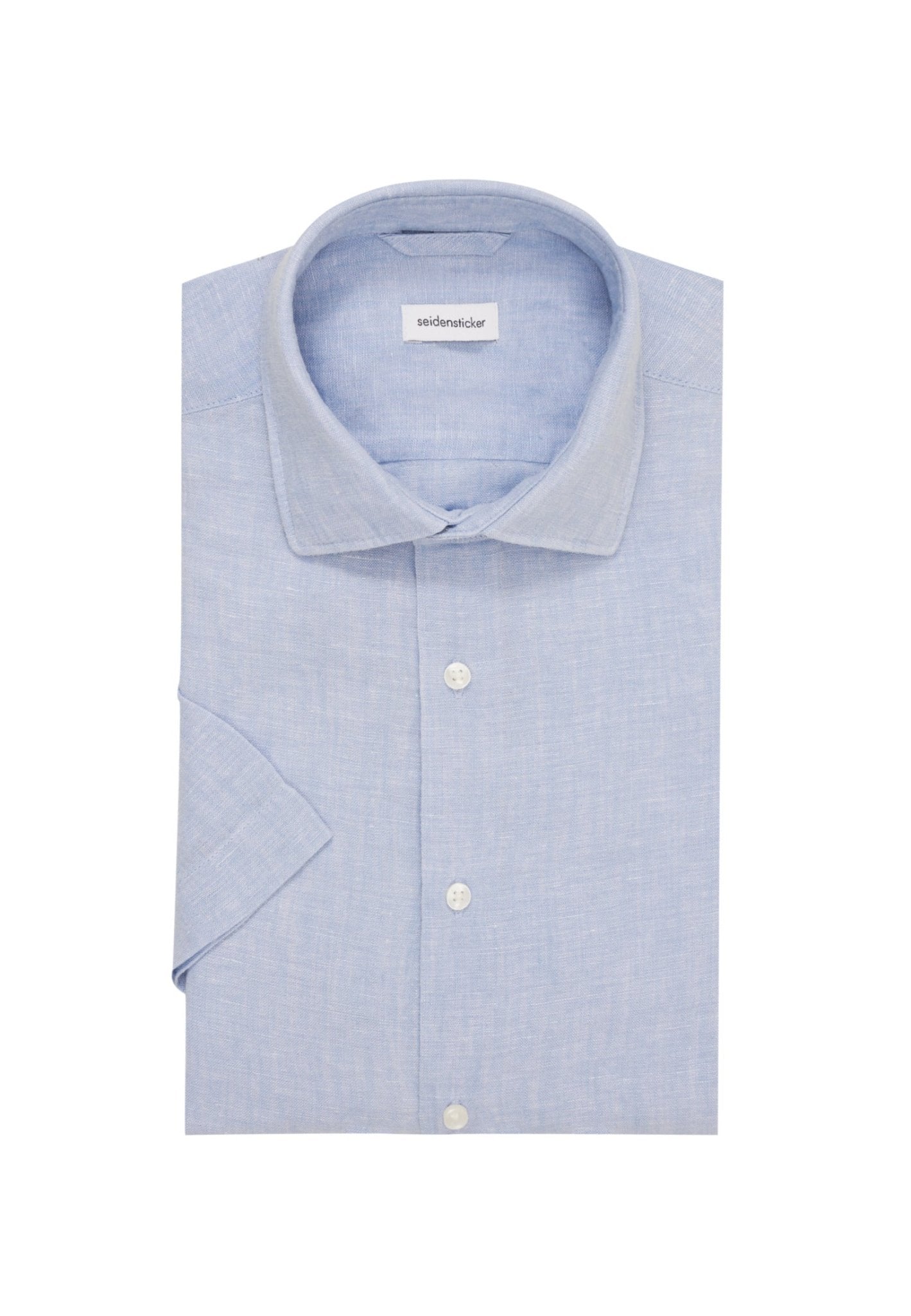 Seidensticker S/S Pure Linen Regular Fit Shirt Sky - Mens Den