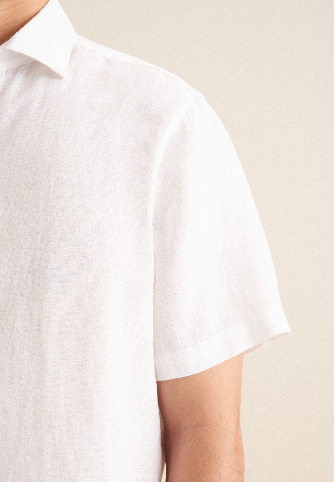 Seidensticker S/S Pure Linen Regular Fit Shirt White - Mens Den