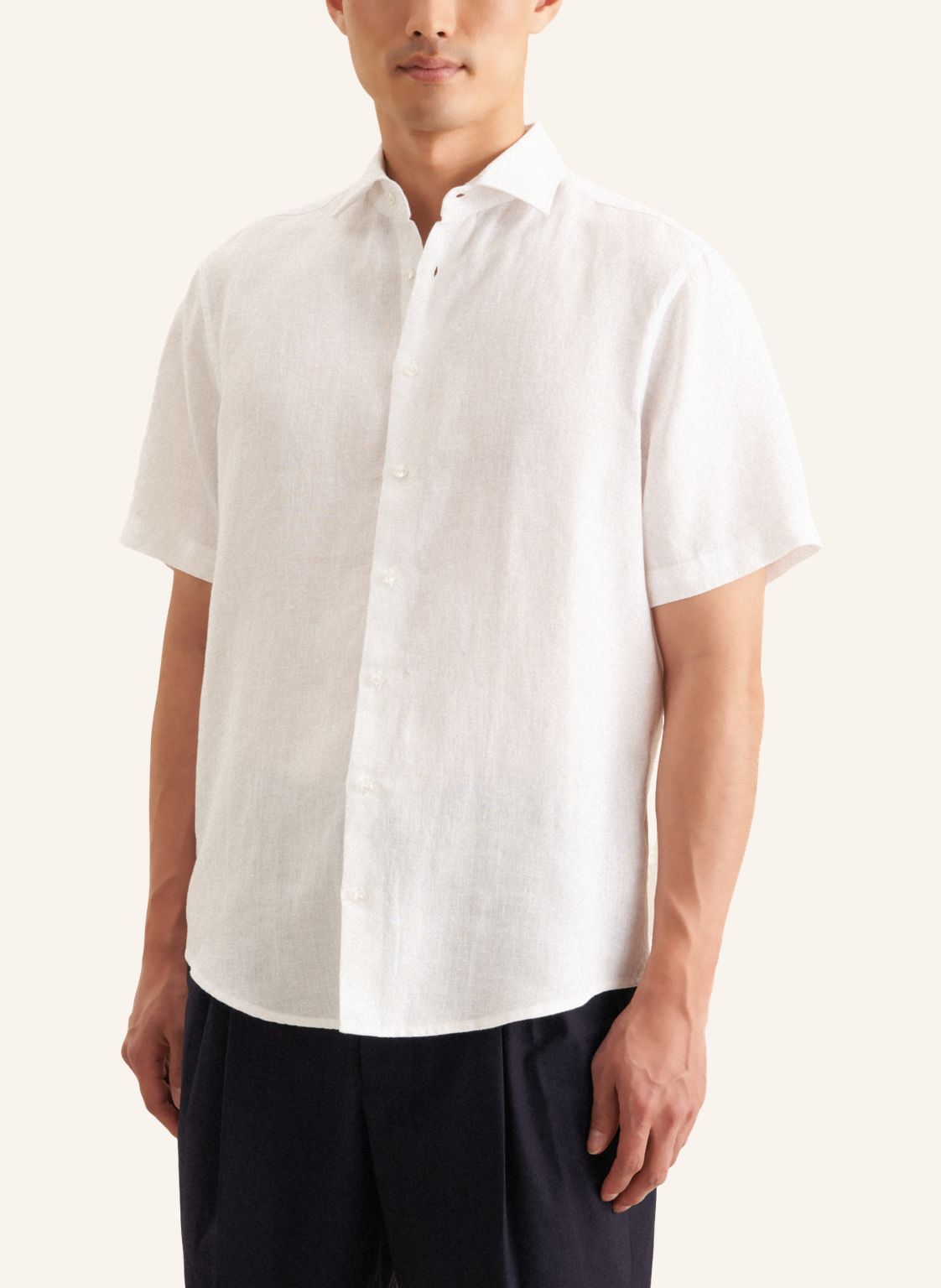 Seidensticker S/S Pure Linen Regular Fit Shirt White - Mens Den